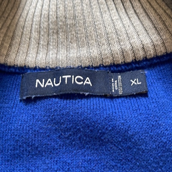 Men's Nautical Blue and Gray Striped Sweater - Picture 2 of 2